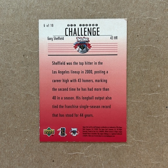 EUC 2001 Upper Deck baseball card Gary Sheffield #6 out of 10 Twizzlers - Picture 4 of 5